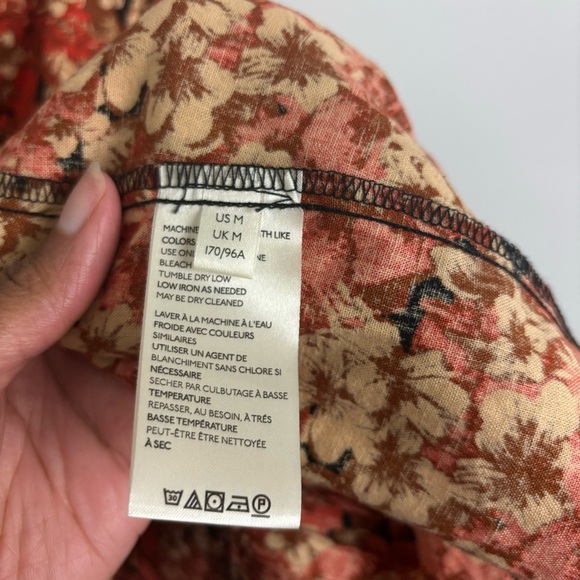 Free People Pattern Play Linen Blend Mini Dress Red Floral Size Medium - Picture 7 of 9